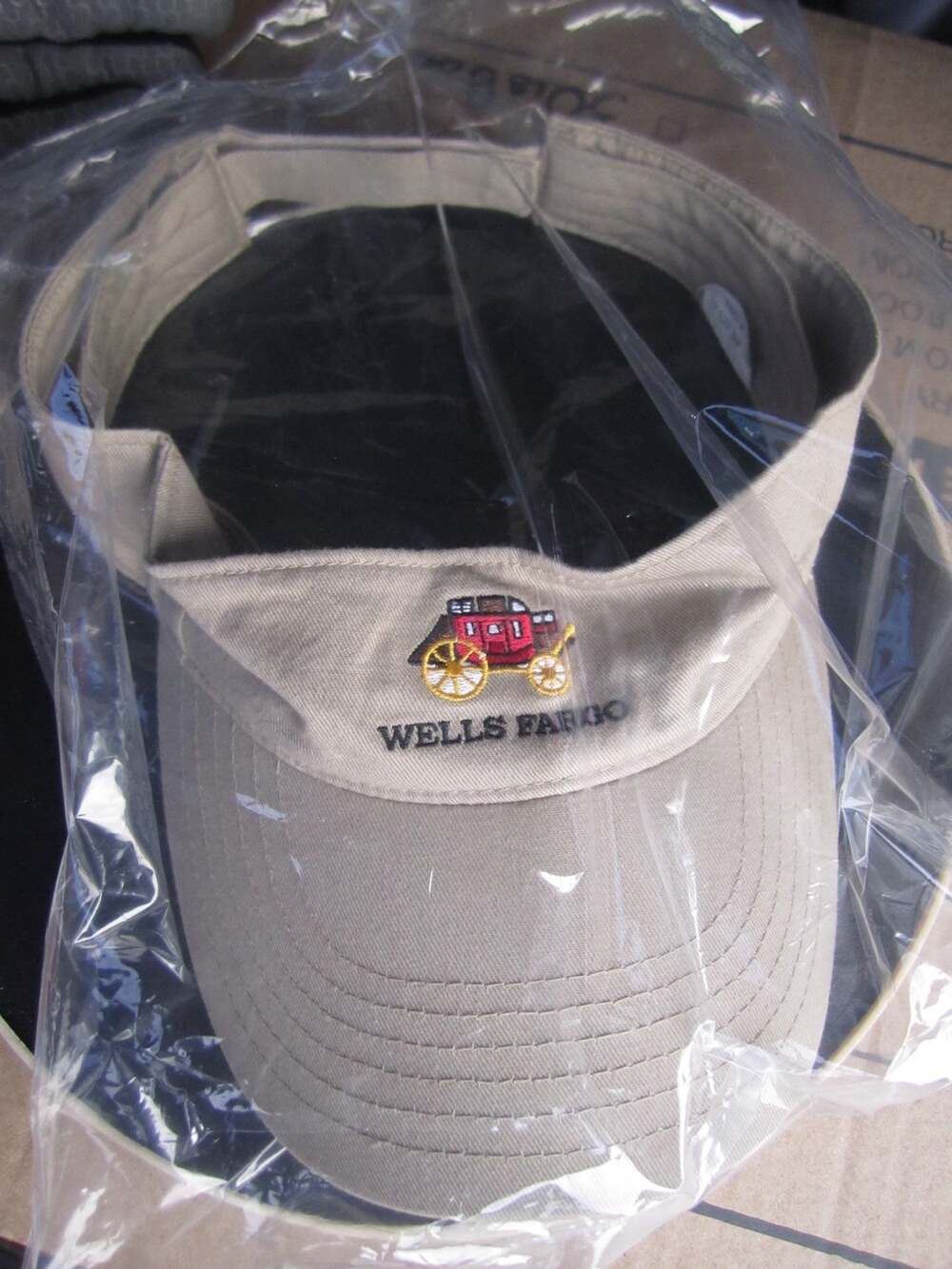 Wells Fargo Embroidered Logo Khaki Visor One Size Fits All